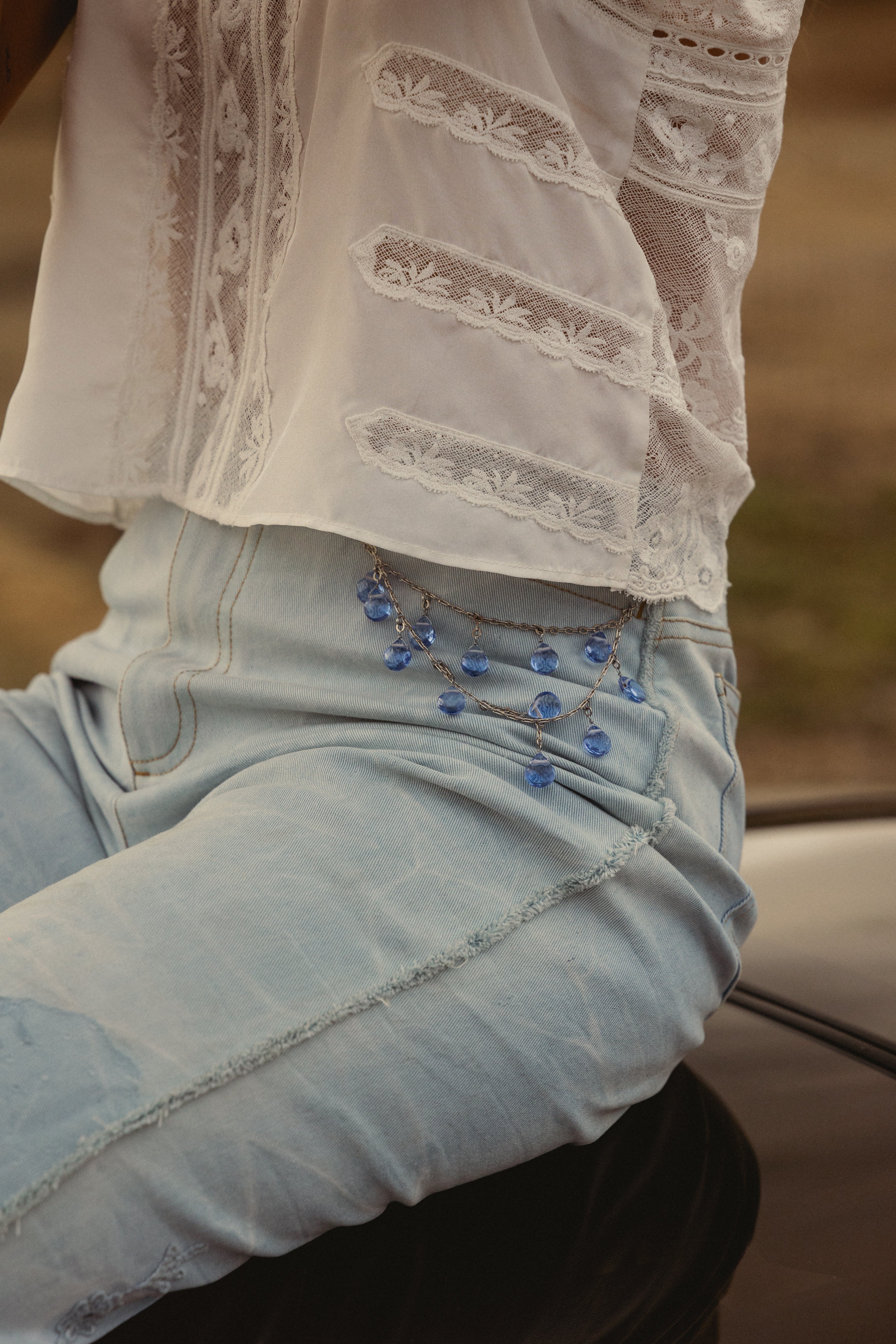 Lavender Lace Denim Pant