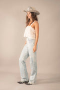 Lavender Lace Denim Pant