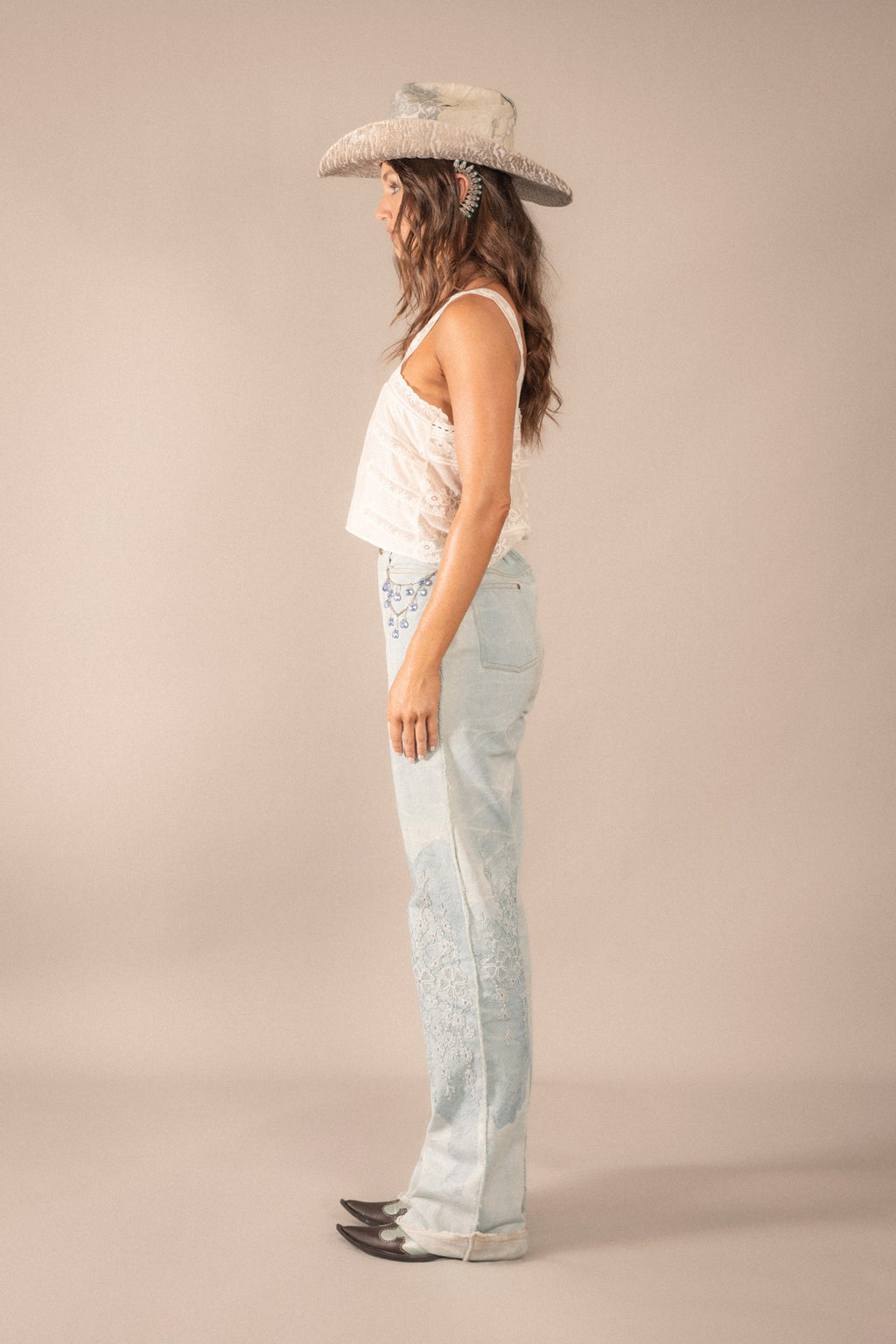 Lavender Lace Denim Pant