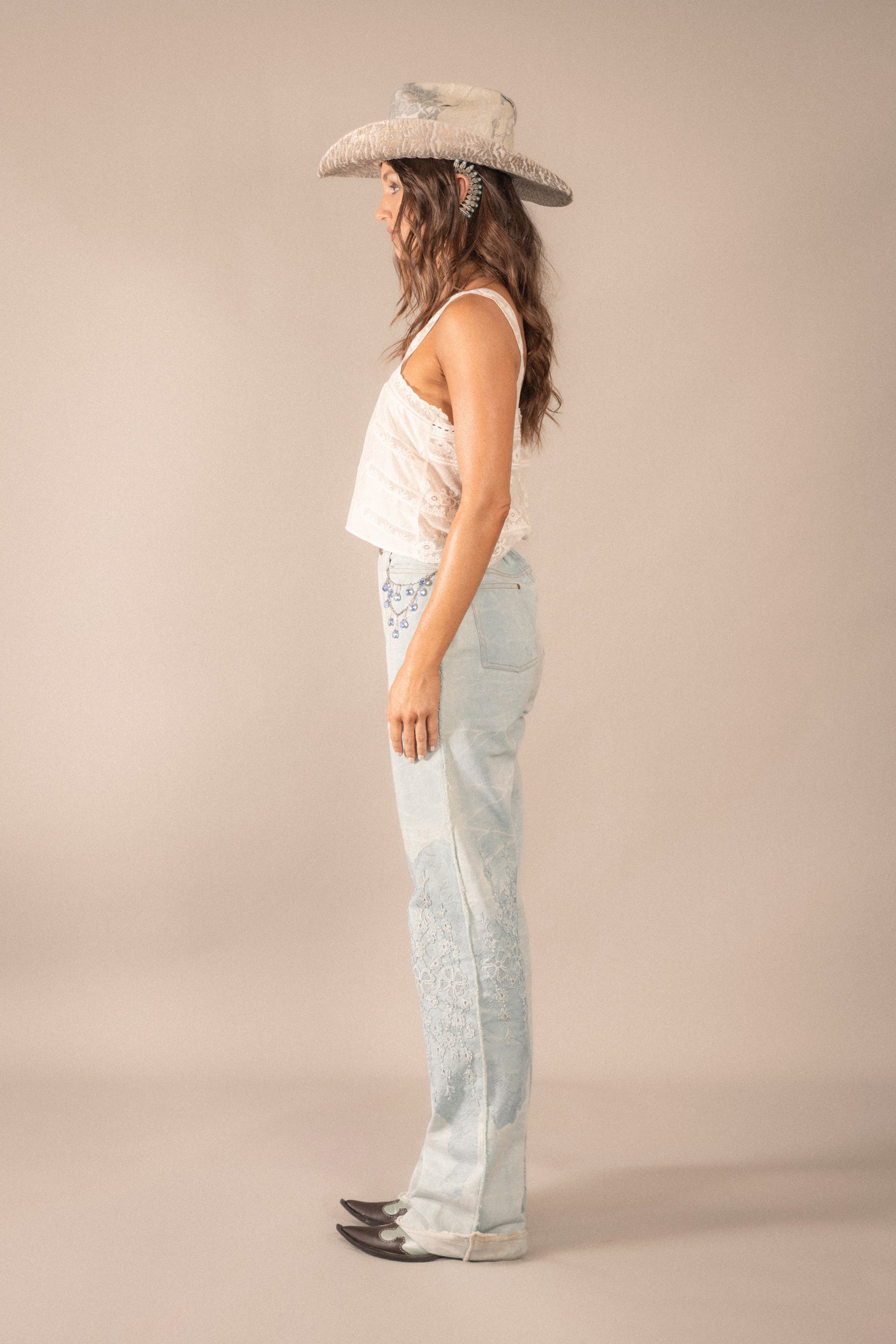 Lavender Lace Denim Pant