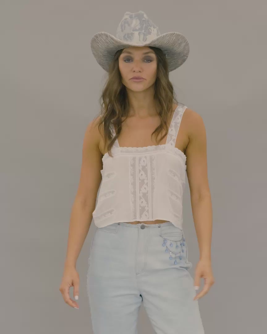 Lavender Lace Denim Pant